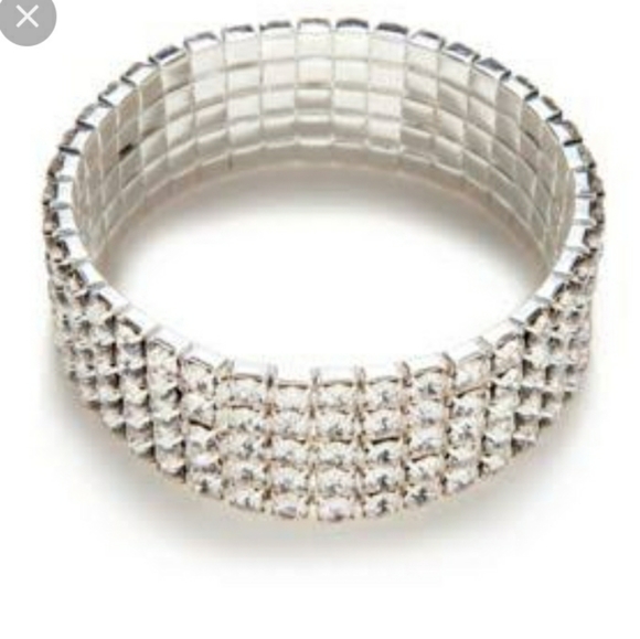 Icing Jewelry - NEW Silver Bracelet Sparkling 5 Rows Stacked Rhinestone Adjustable Stretch Fit